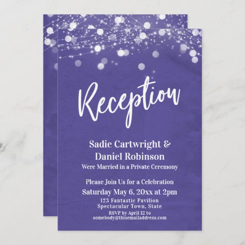 Lights Textured Wedding Reception_Only Purple Invitation