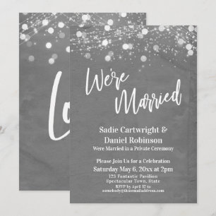 Lights Textured We're Married Gray Reception Invitation