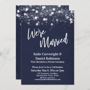 Lights Textured We're Married Navy Reception-Only Invitation