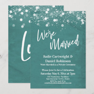 Lights Textured We're Married Teal Reception-Only Invitation