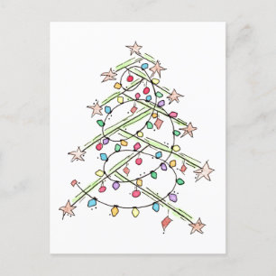 "Lights Tree" Christmas Postcard
