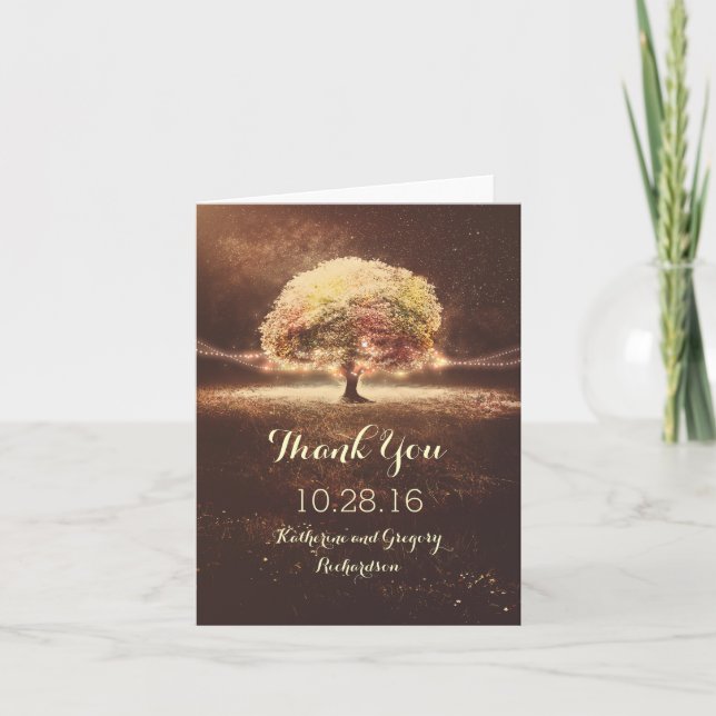 Lights Tree Fall Wedding Thank You Cards (Front)
