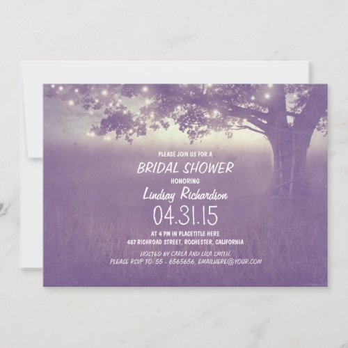 lights tree rustic bridal shower invitation
