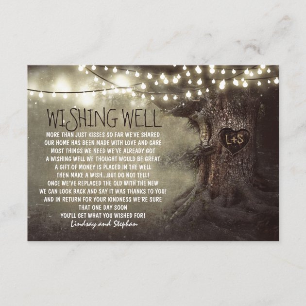 Lights Tree Wedding Wishing Well Rustic Cards