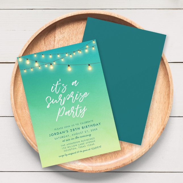 Lights Watercolor Sea Glass Surprise Party Invitation (Creator Uploaded)