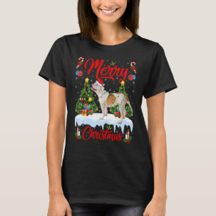 Lights Xmas Tree Santa American Bulldog Christmas T-Shirt