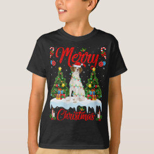 Lights Xmas Tree Santa Brittany Spaniel Dog Christ T-Shirt