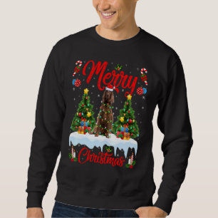 Lights Xmas Tree Santa Irish Setter Dog Christmas Sweatshirt