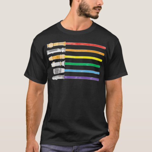 Lightsaber Rainbow Gay Pride Lesbian Lgbt T_Shirt