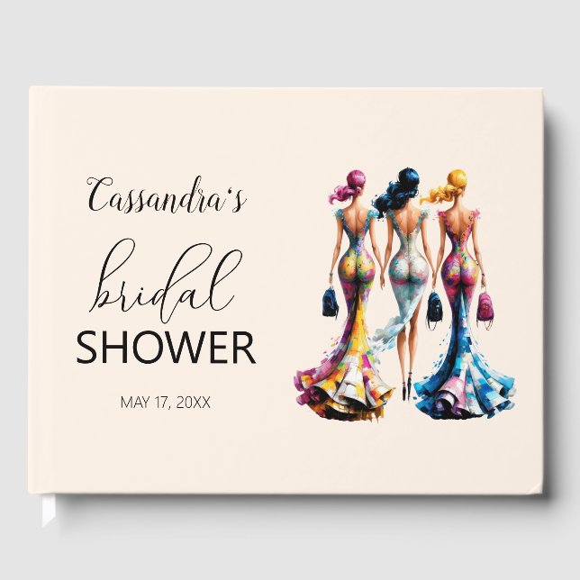 Lightweight Dressing Women Bridal Shower  Guest Book (Front)