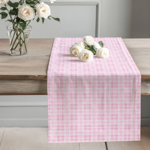 Lightweight Pink Plaid Runner Minimalist Decor