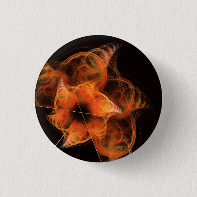 Lightworks Abstract Art Fractal of Fiery Energy Button (Front)