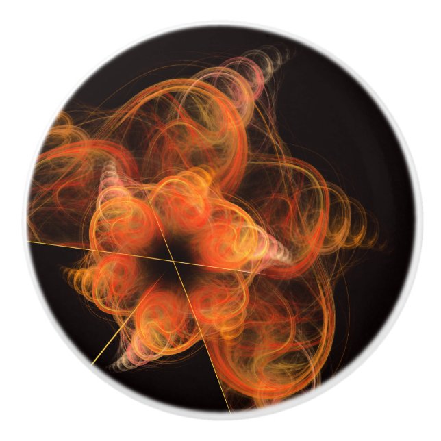 Lightworks Abstract Art Fractal of Fiery Energy Ceramic Knob (Front)