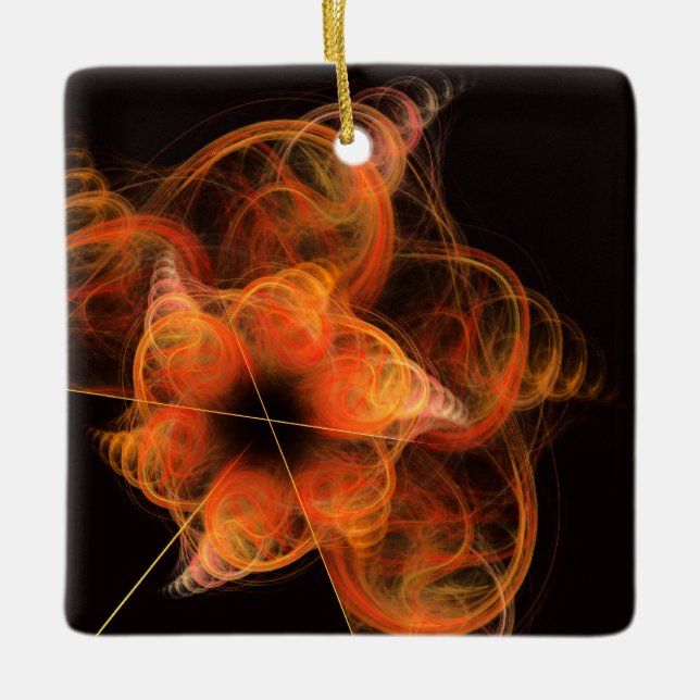 Lightworks Abstract Art Fractal of Fiery Energy Ceramic Ornament (Front)