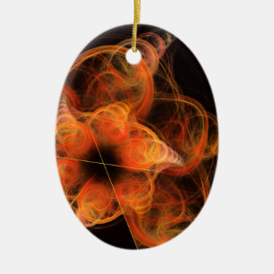 Lightworks Abstract Art Fractal of Fiery Energy Ceramic Ornament