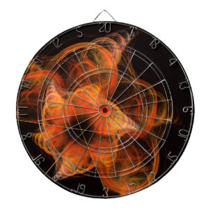 Lightworks Abstract Art Fractal of Fiery Energy Dartboard With Darts
