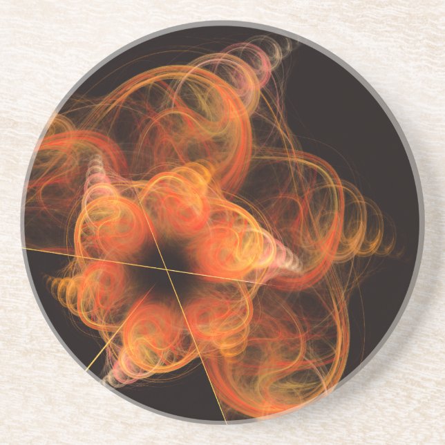 Lightworks Abstract Art Fractal of Fiery Energy Drink Coaster (Front)