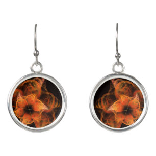 Lightworks Abstract Art Fractal of Fiery Energy Earrings
