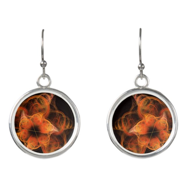 Lightworks Abstract Art Fractal of Fiery Energy Earrings (Front)