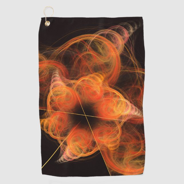 Lightworks Abstract Art Fractal of Fiery Energy Golf Towel (Front)