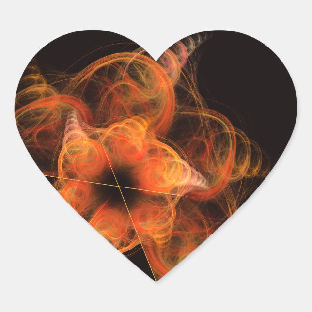 Lightworks Abstract Art Fractal of Fiery Energy Heart Sticker (Front)