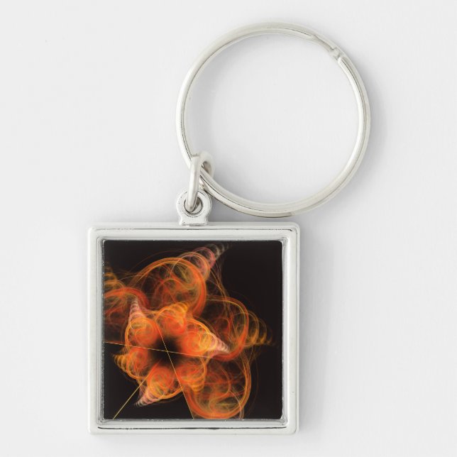 Lightworks Abstract Art Fractal of Fiery Energy Keychain (Front)