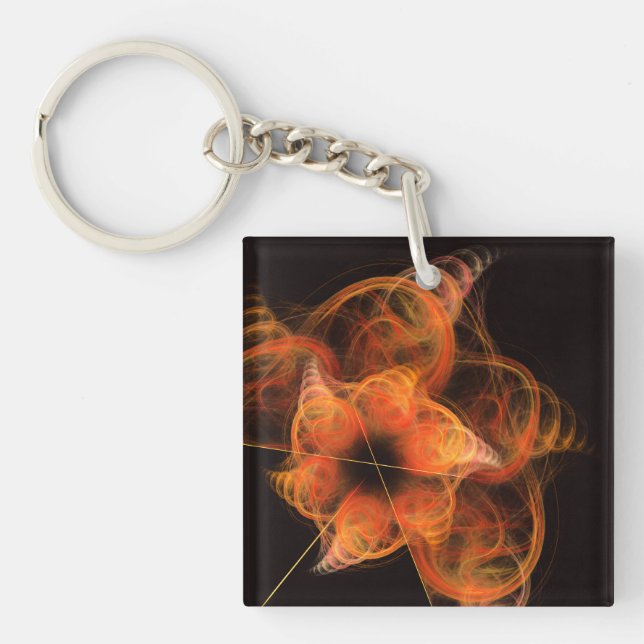 Lightworks Abstract Art Fractal of Fiery Energy Keychain (Front)