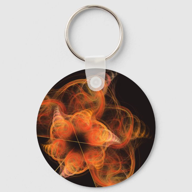 Lightworks Abstract Art Fractal of Fiery Energy Keychain (Front)