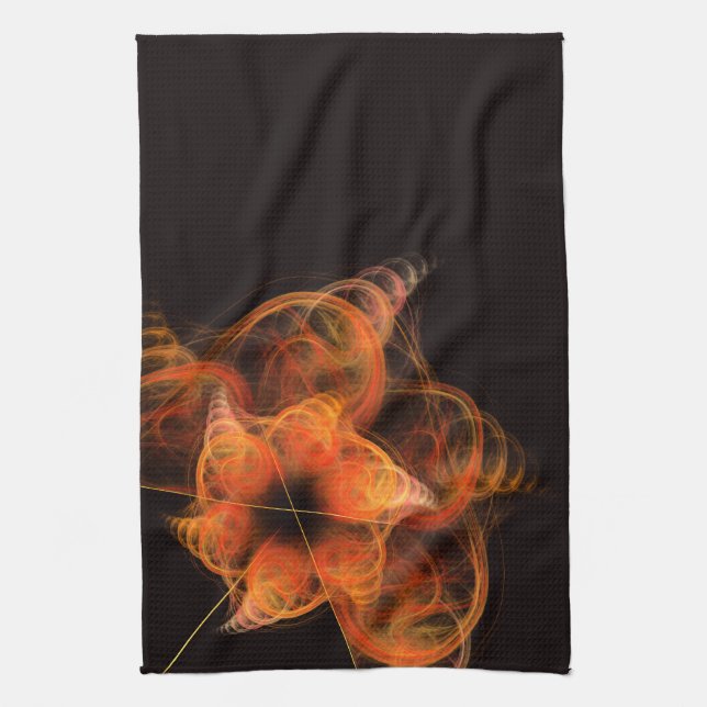 Lightworks Abstract Art Fractal of Fiery Energy Kitchen Towel (Vertical)