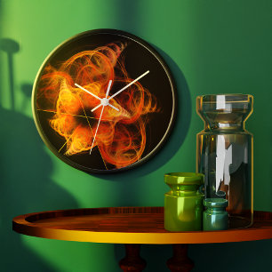 Lightworks Abstract Art Fractal of Fiery Energy Large Clock