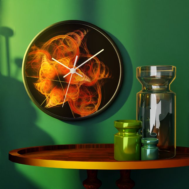 Lightworks Abstract Art Fractal of Fiery Energy Large Clock (Lightworks Abstract Art Round Wall Clock)