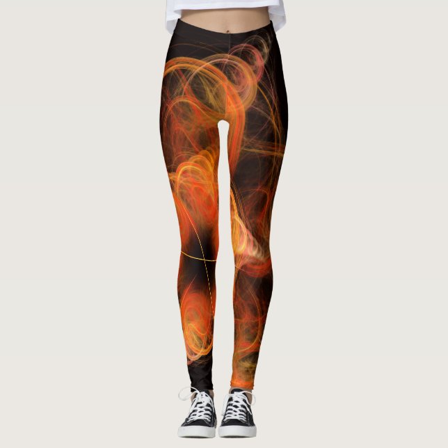 Lightworks Abstract Art Fractal of Fiery Energy Leggings (Front)