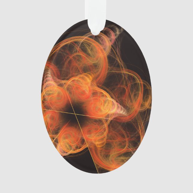 Lightworks Abstract Art Fractal of Fiery Energy Ornament (Front)