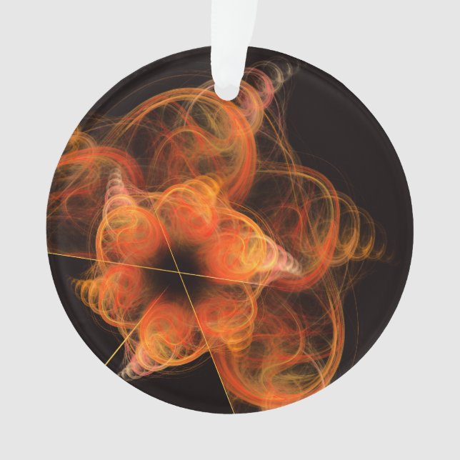 Lightworks Abstract Art Fractal of Fiery Energy Ornament (Front)