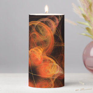 Lightworks Abstract Art Fractal of Fiery Energy Pillar Candle