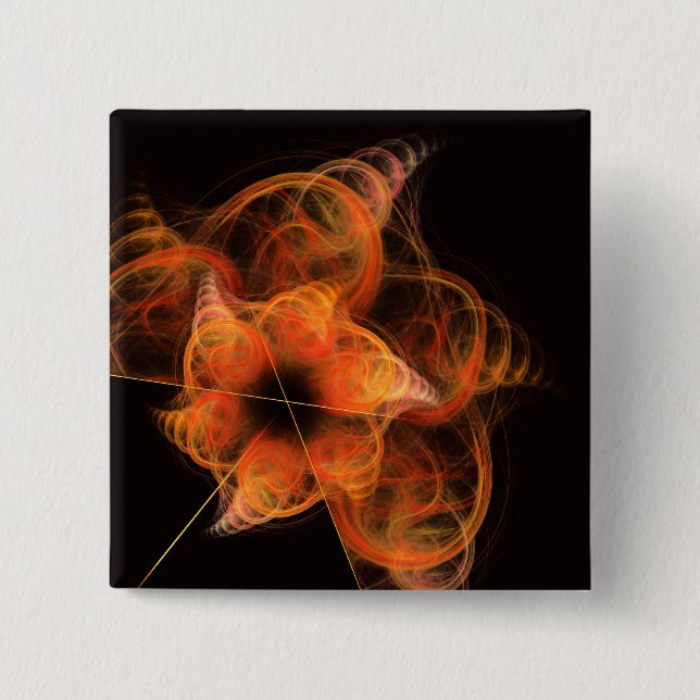 Lightworks Abstract Art Fractal of Fiery Energy Pinback Button (Front)