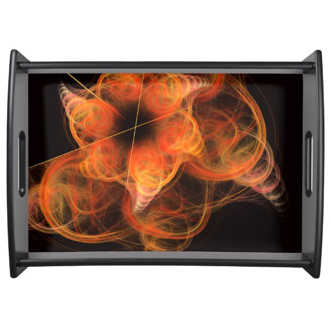 Lightworks Abstract Art Fractal of Fiery Energy Serving Tray (Front)