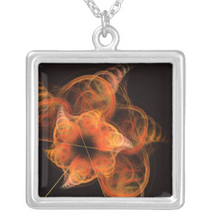 Lightworks Abstract Art Fractal of Fiery Energy Silver Plated Necklace
