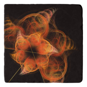 Lightworks Abstract Art Fractal of Fiery Energy Trivet