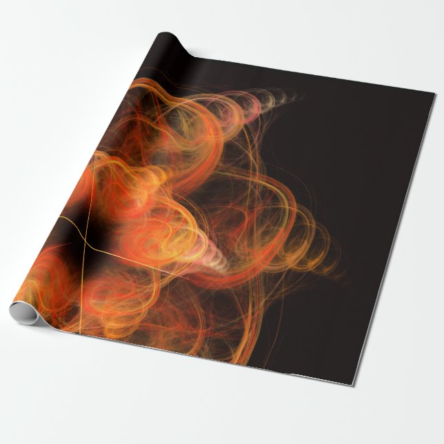 Lightworks Abstract Art Fractal of Fiery Energy Wrapping Paper (Unrolled)