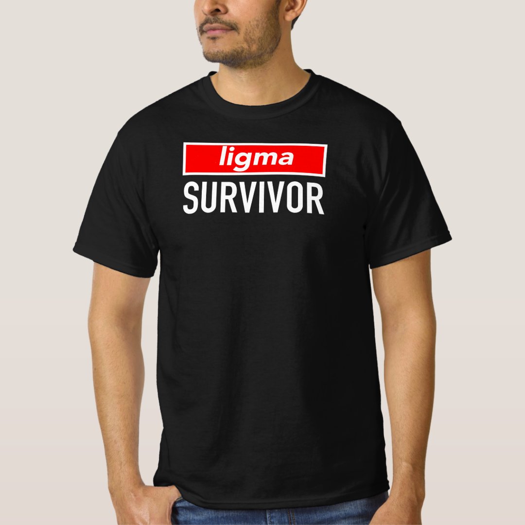 Ligma Survivor - Dank Meme Red Box Logo T-Shirt | Zazzle