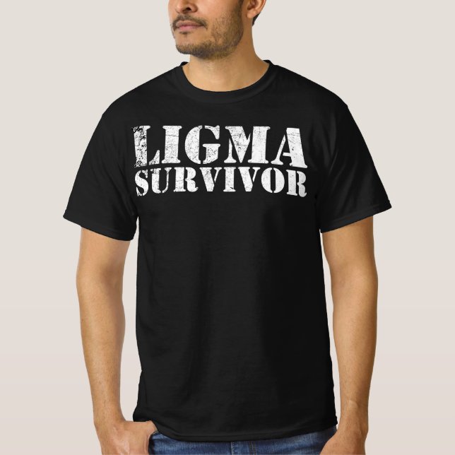Ligma Survivor - Dank Meme Red Box Logo T-Shirt (Front)