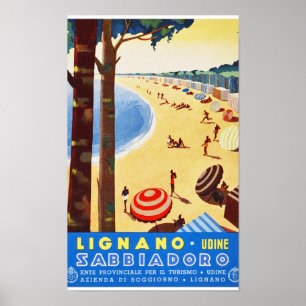 Lignano Italy Vintage Travel Poster Restored