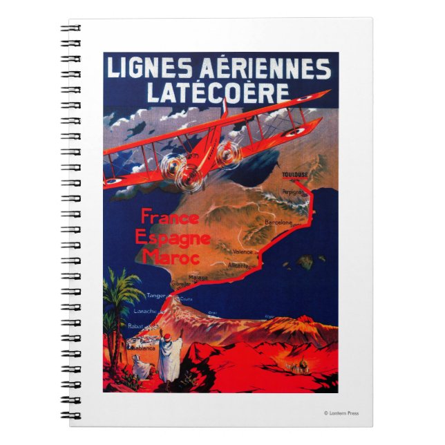 Lignes Aeriennes Latecoere Vintage Poster Notebook (Front)