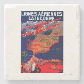 Lignes Aeriennes Latecoere Vintage Poster Stone Coaster