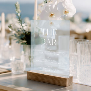 Lignt Blue & White Wedding Acrylic Bar Sign
