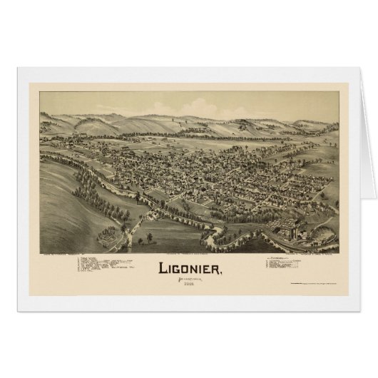 Ligonier, PA Panoramic Map - 1900 Cards (Front Horizontal)