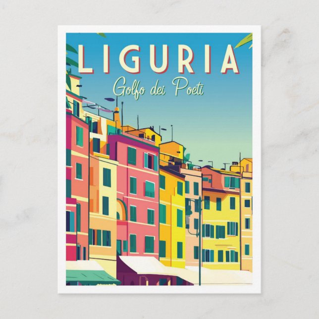 Liguria Italy Artwork Travel Place Illustration Postcard (Front)