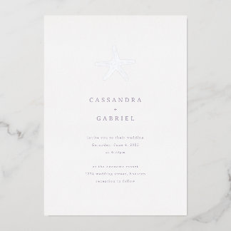 Lihue Wedding Silver Starfish Foil Invitation