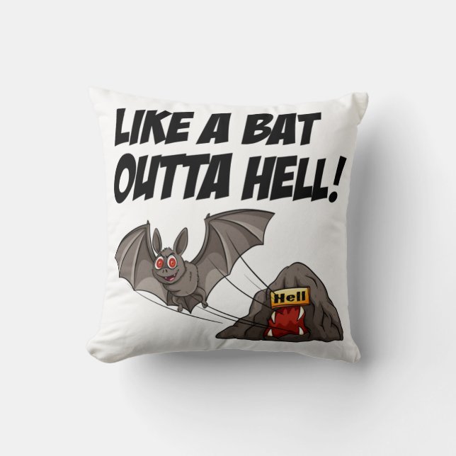 Like A Bat Outta Hell Throw Pillow (Front)
